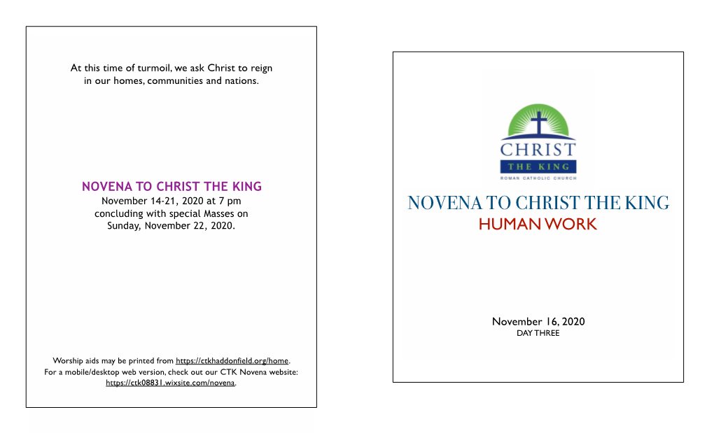 Novena Worship Aid for Day 3 Nov 16 (2020 11 16