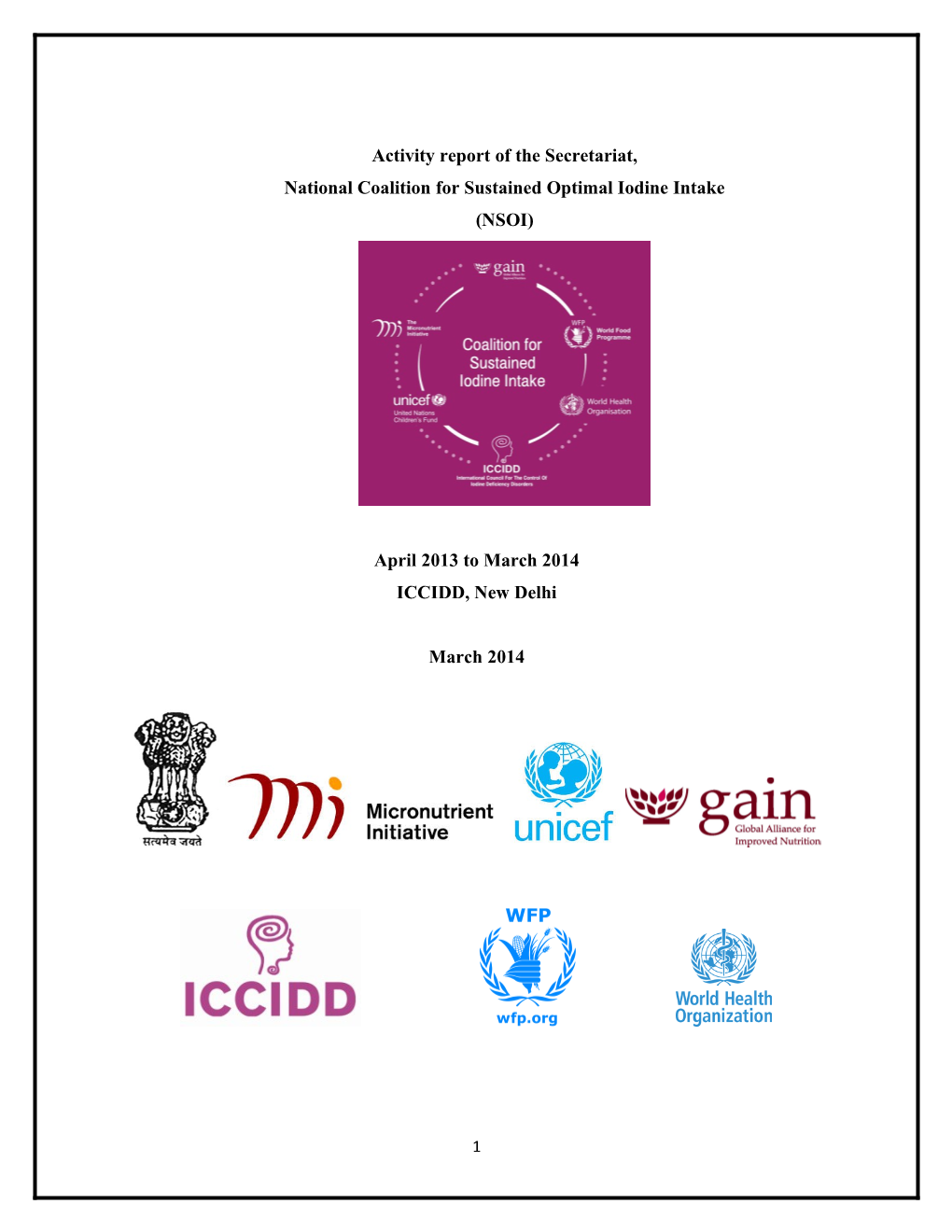 National Coalition for Sustained Optimal Iodine Intake