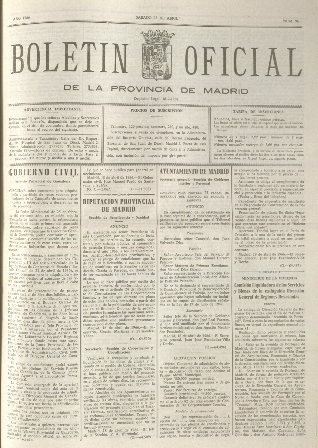 Boletín Oficial De La Provincia De Madrid (1966-04-23)