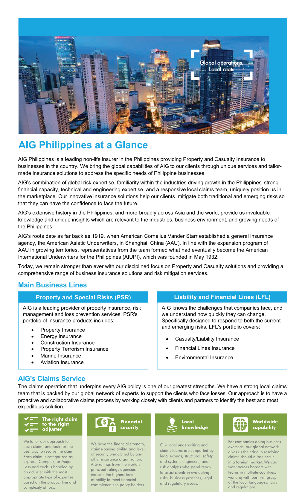 AIG Philippines at a Glance