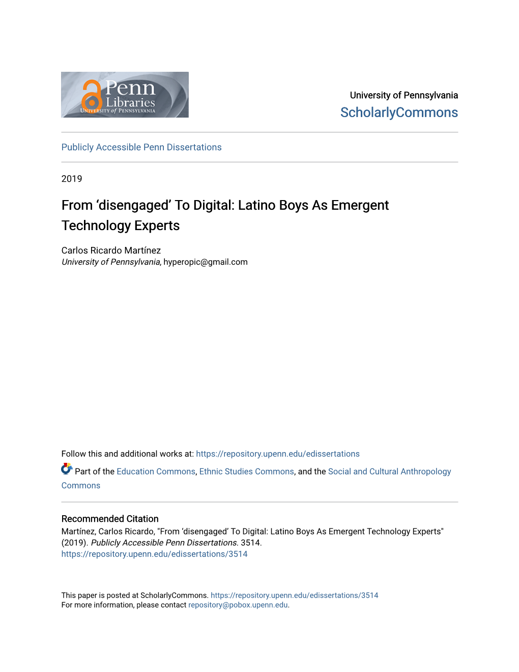Latino Boys As Emergent Technology Experts