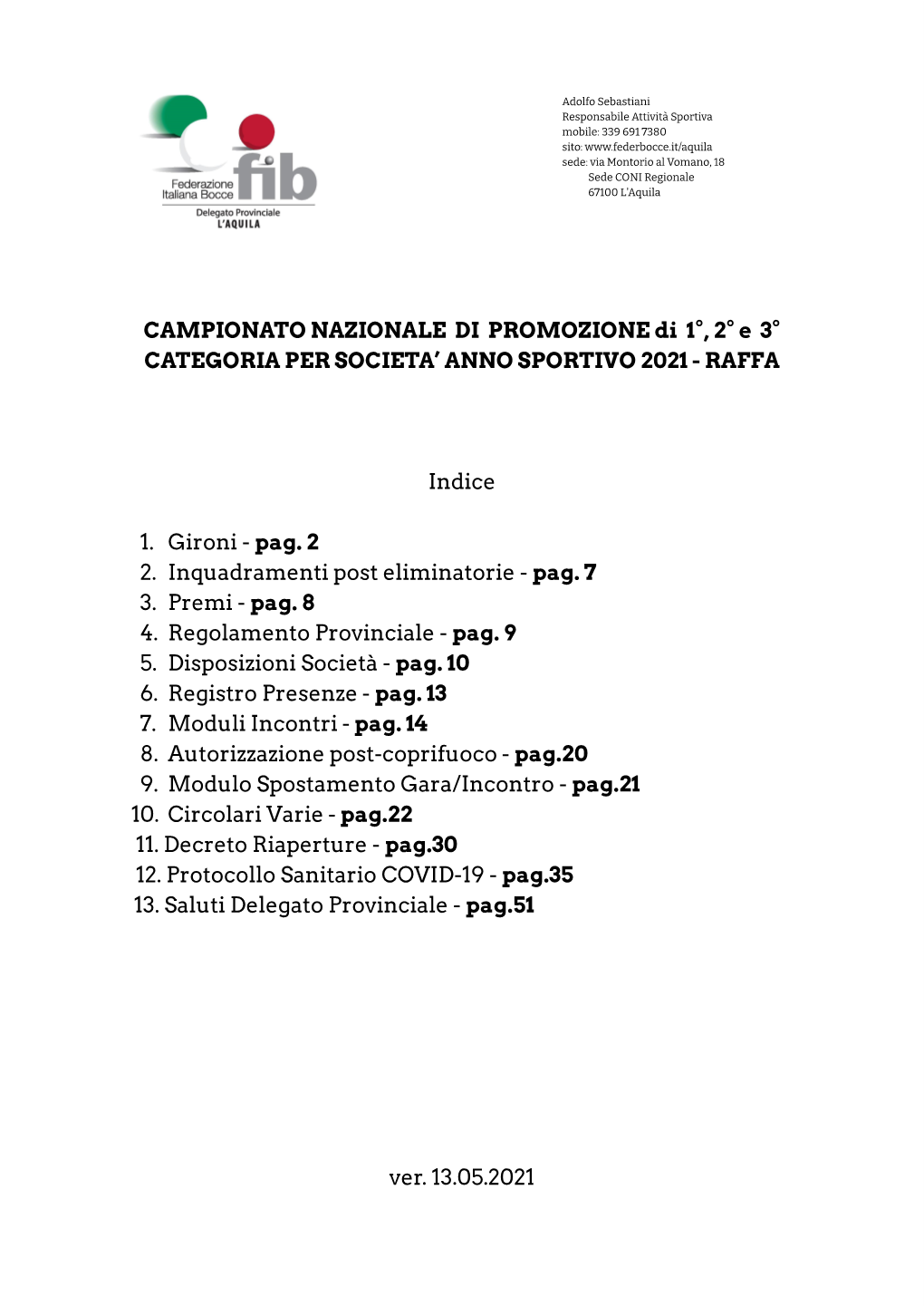 Regolamento Provinciale CIPS 2021