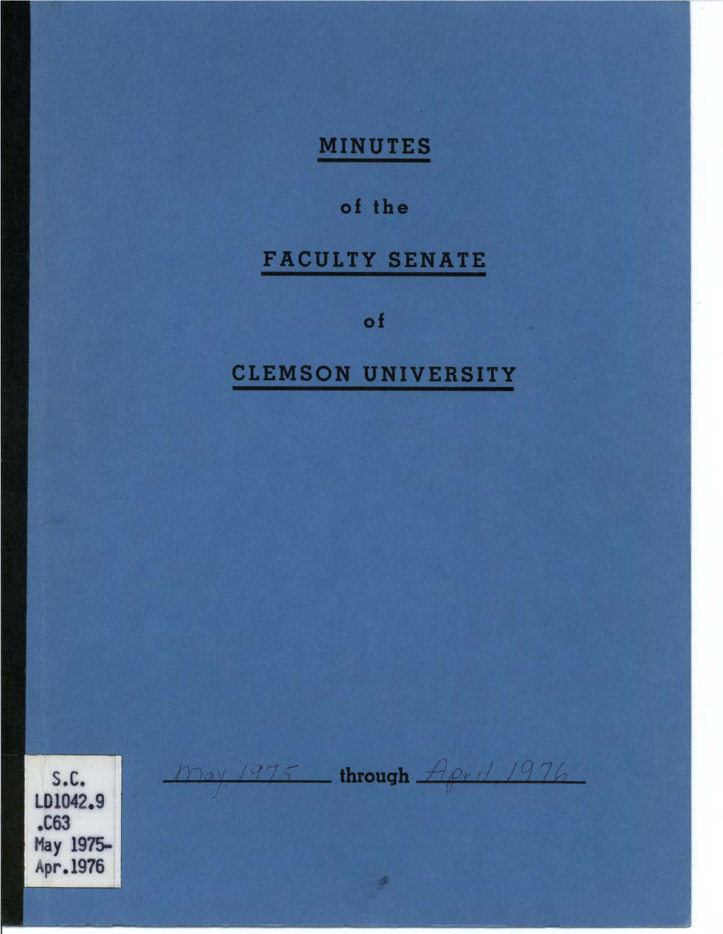 Faculty Senate Minutes, May 1975