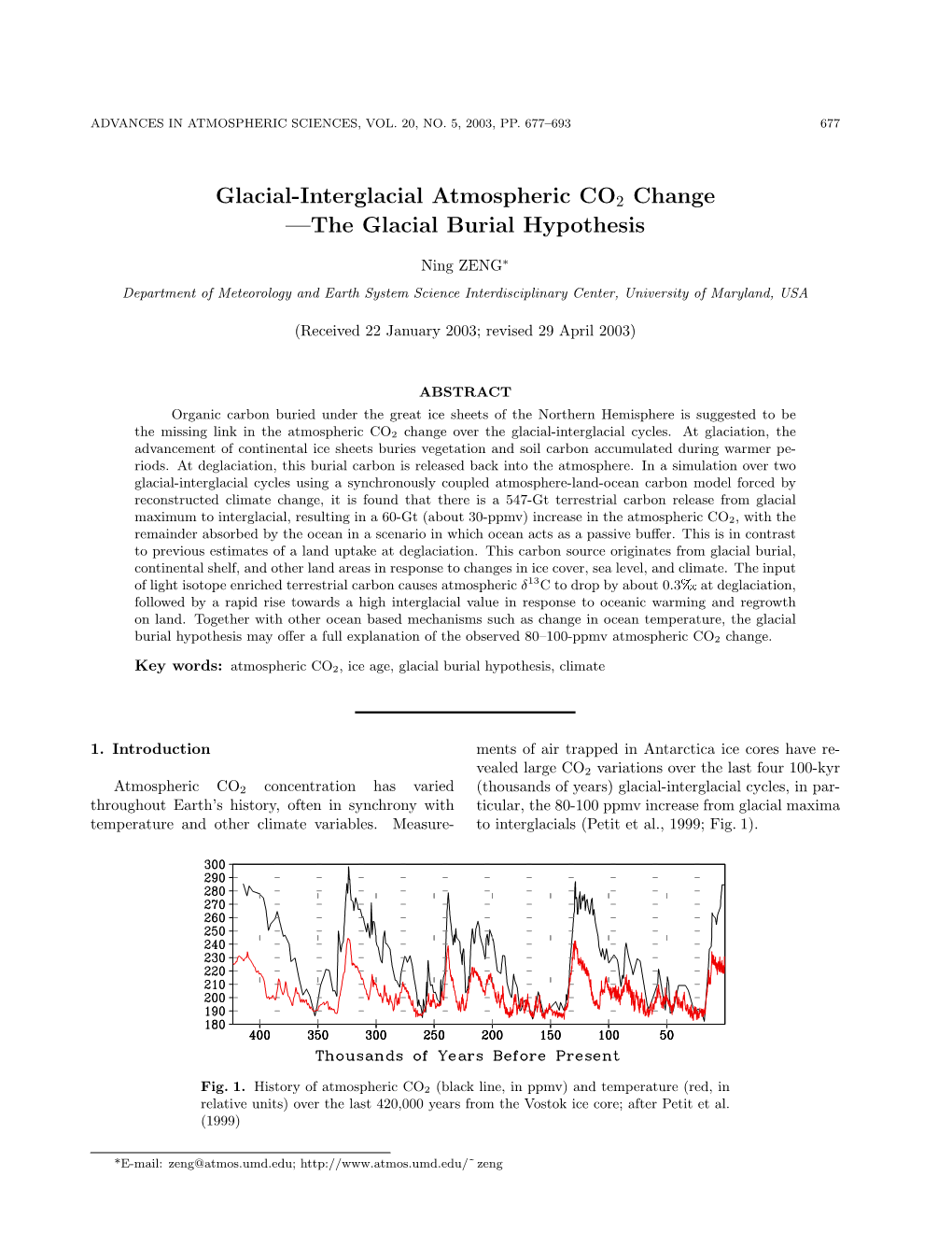 Glacial-Interglacial Atmospheric CO2 Change —The Glacial Burial Hypothesis