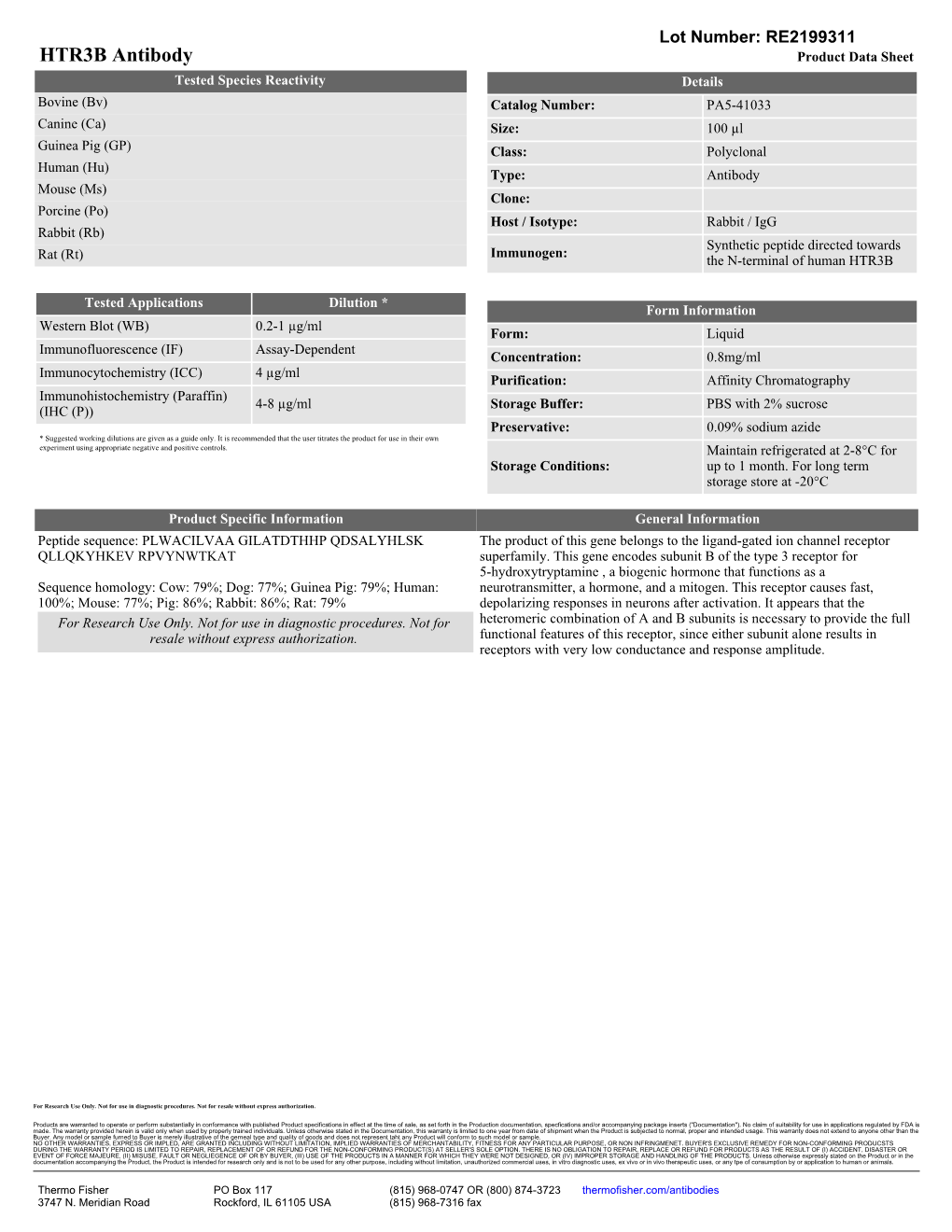 HTR3B Antibody