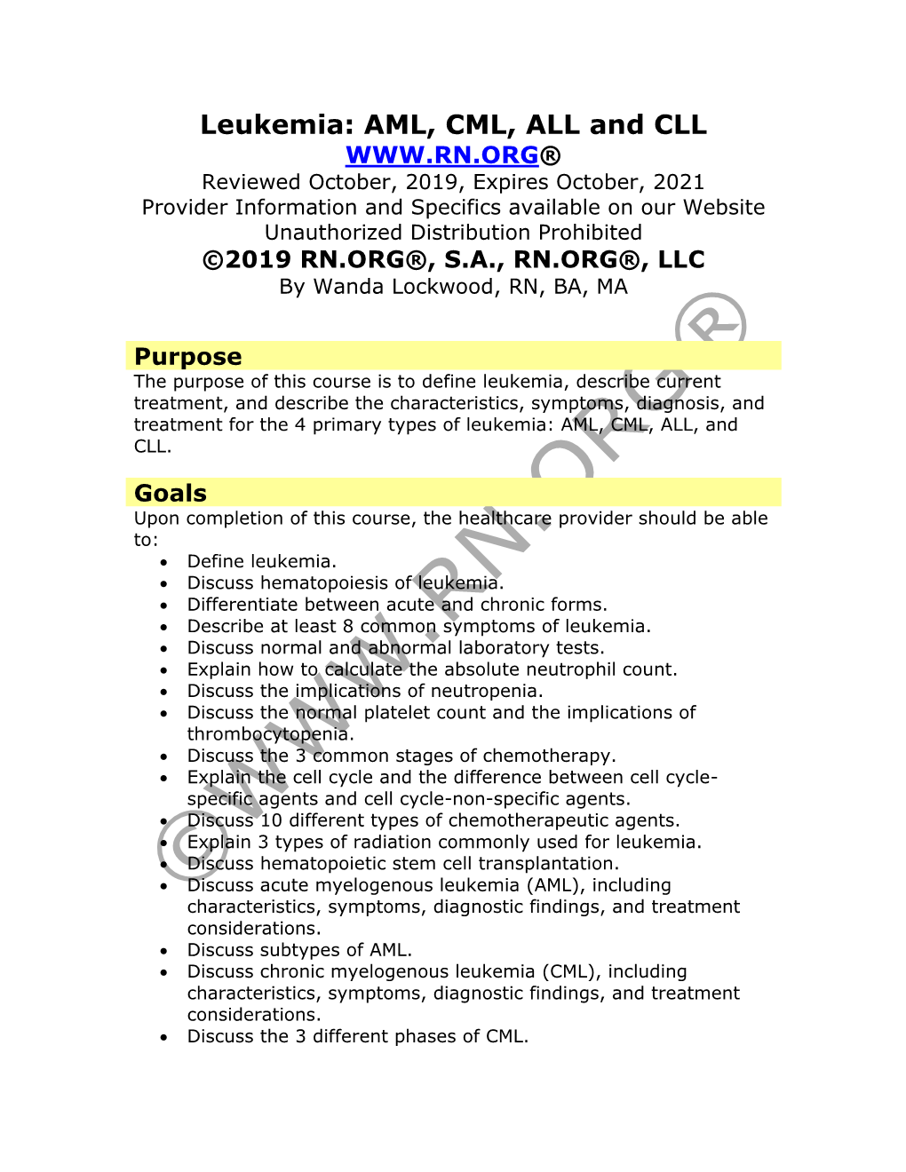 Leukemia: AML, CML, ALL And