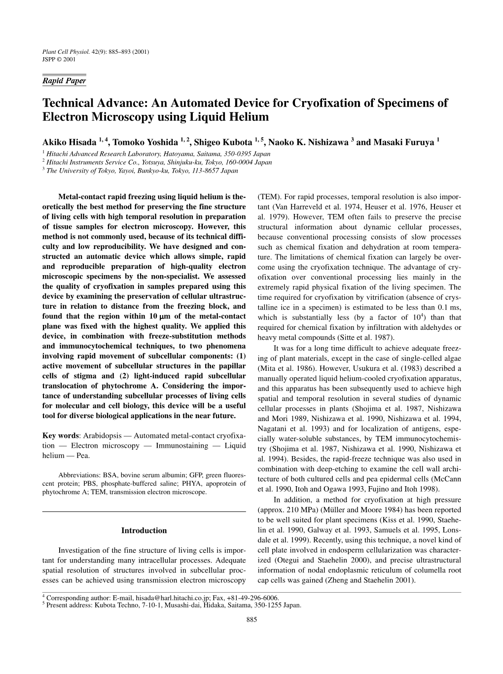 An Automated Device for Cryofixation of Specimens of Electron Microscopy Using Liquid Helium