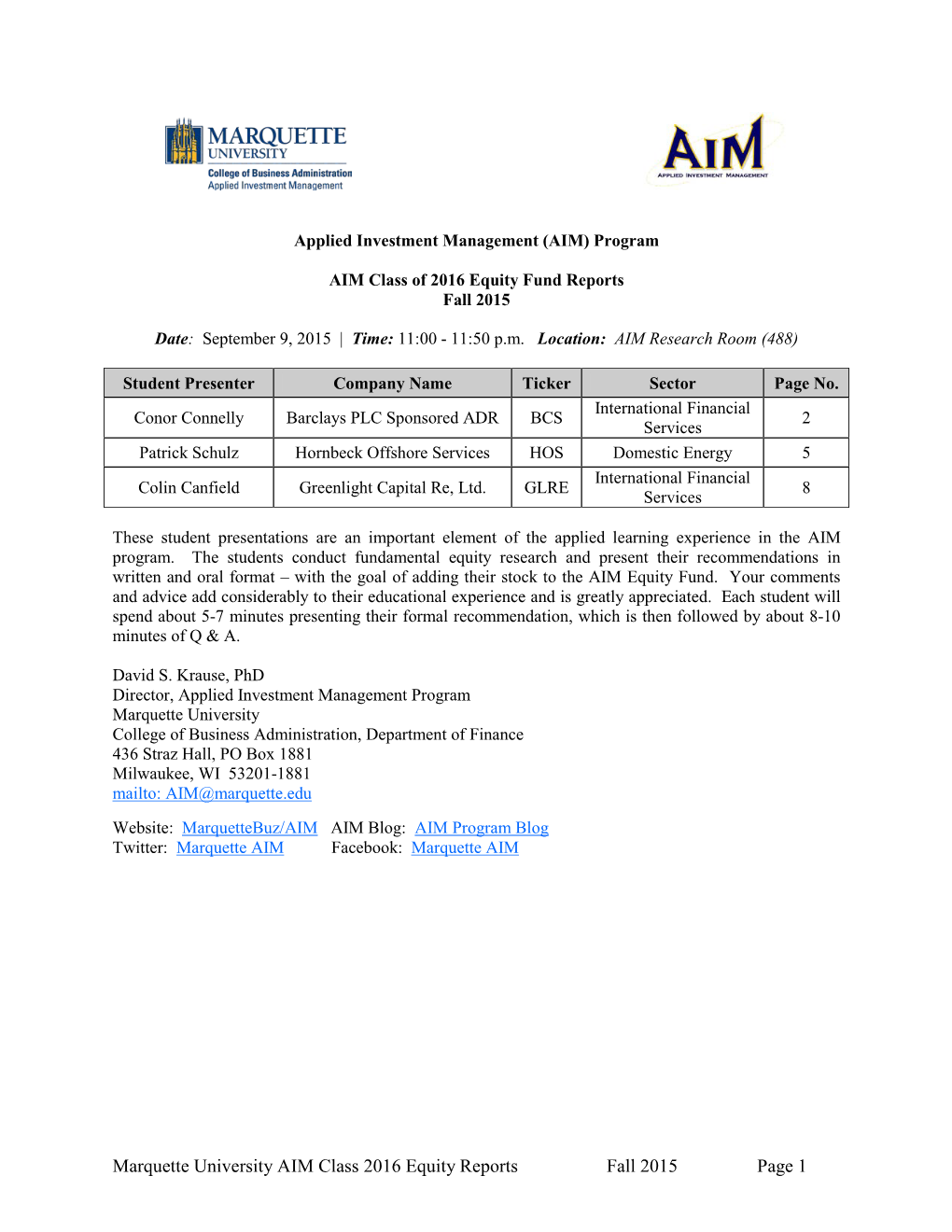 Student Equity Write-Ups for September 9