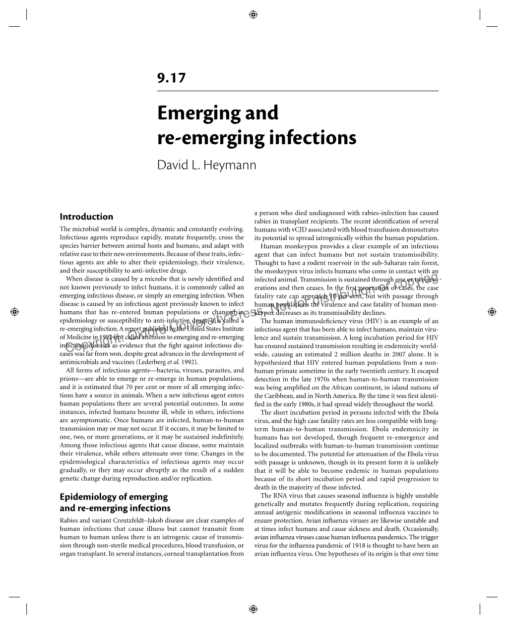 9.17 Emerging and Re-Emerging Infections David L