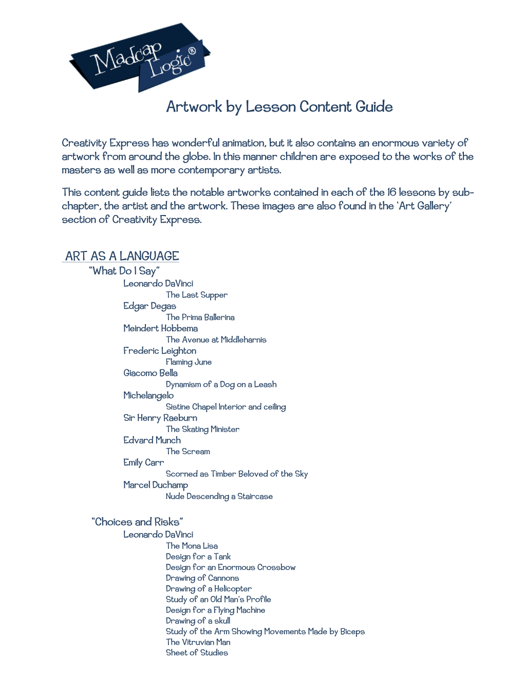 Artwork by Lesson Content Guide