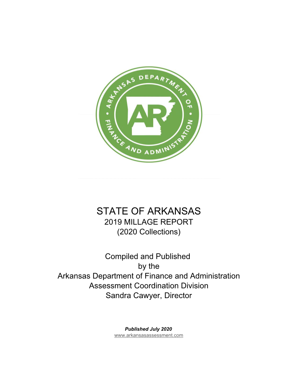 STATE of ARKANSAS 2019 MILLAGE REPORT (2020 Collections)