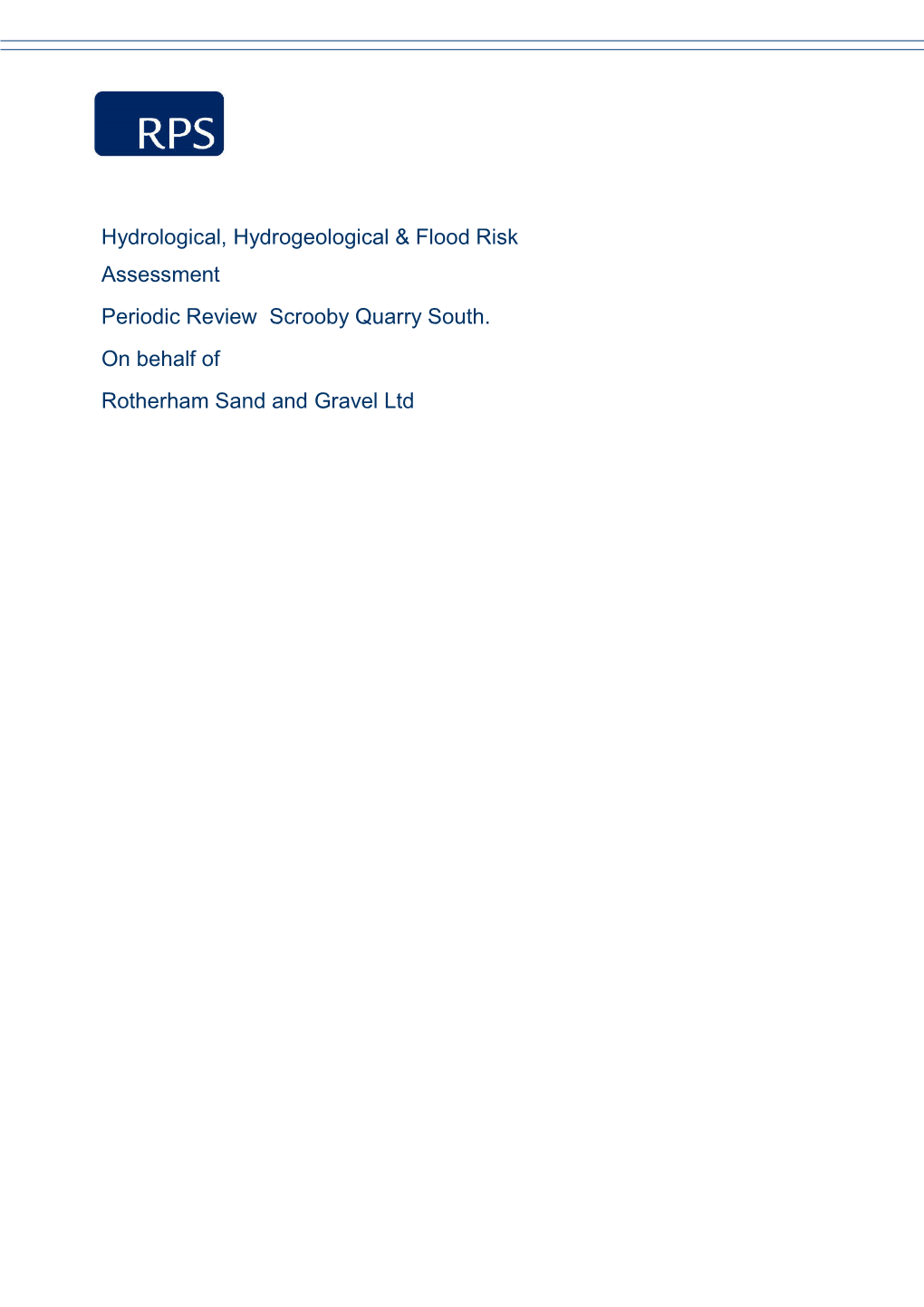 Hydrological, Hydrogeological & Flood Risk Assessment Periodic