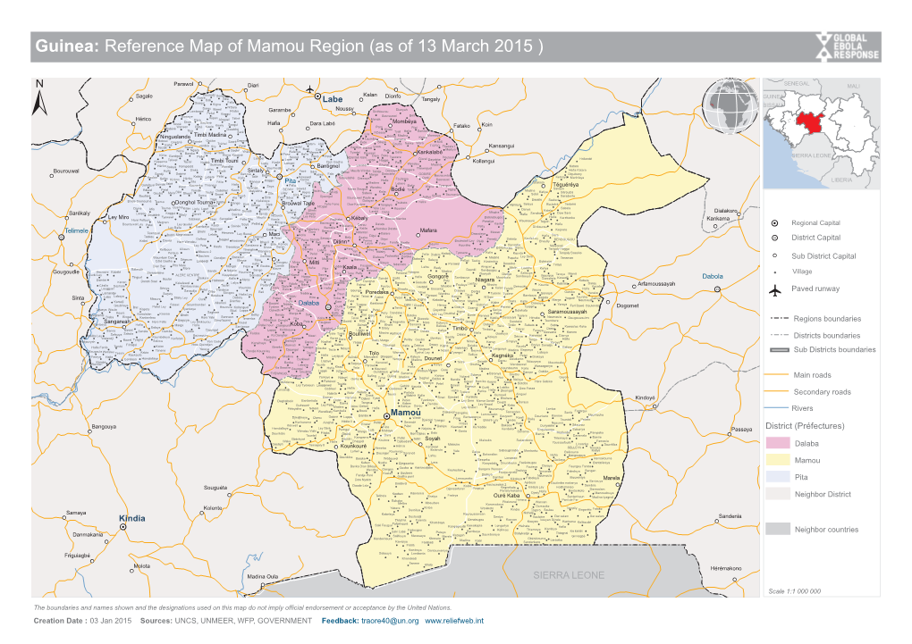 Guinea: Reference Map of Mamou Region (As of 13 March 2015 )