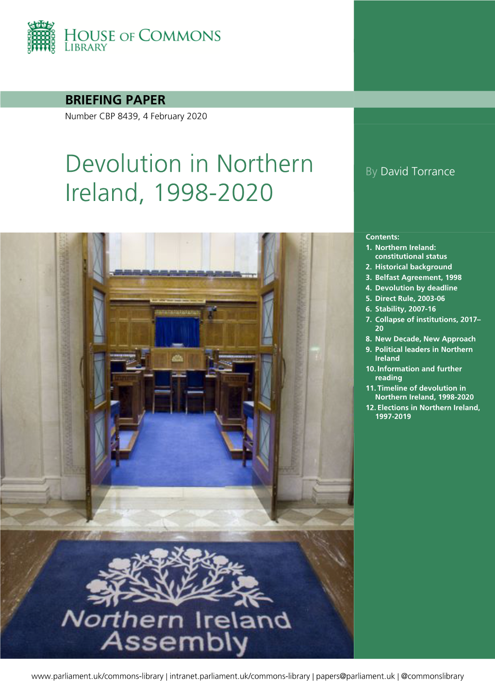 Devolution in Northern Ireland, 1998-2020 12