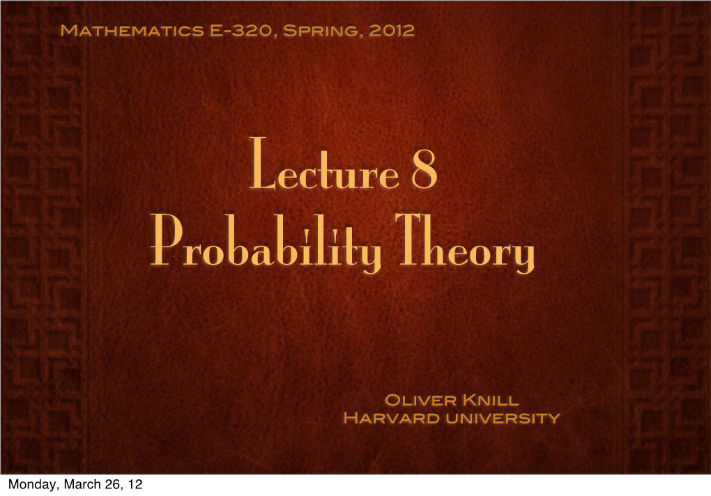 Lecture 8 Probability Theory