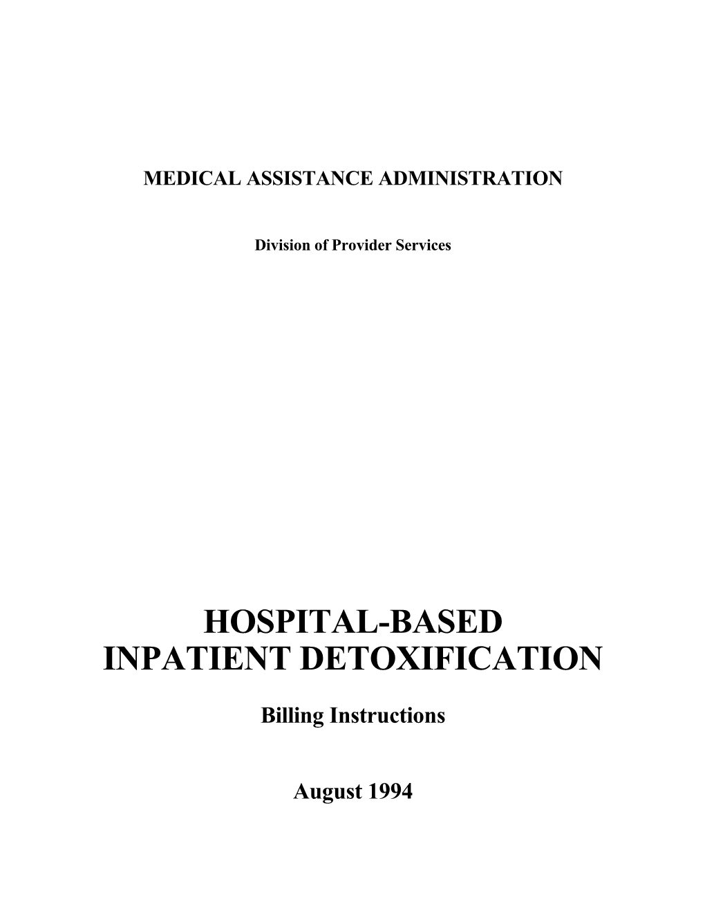 Hospital-Based Inpatient Detoxification