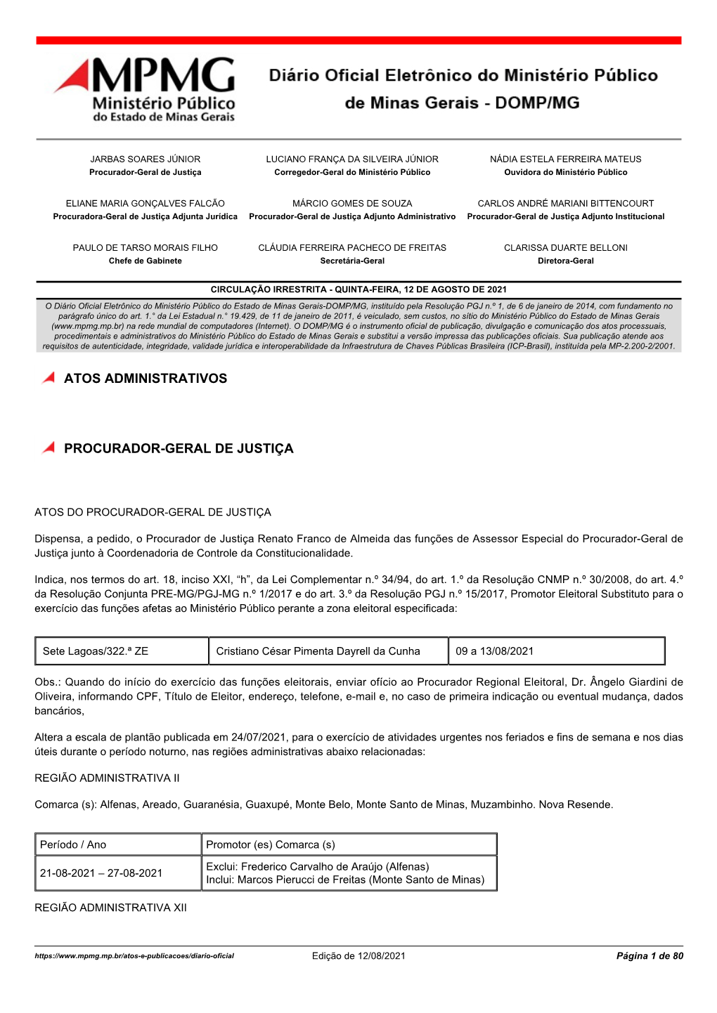 Atos Administrativos Procurador-Geral De Justiça