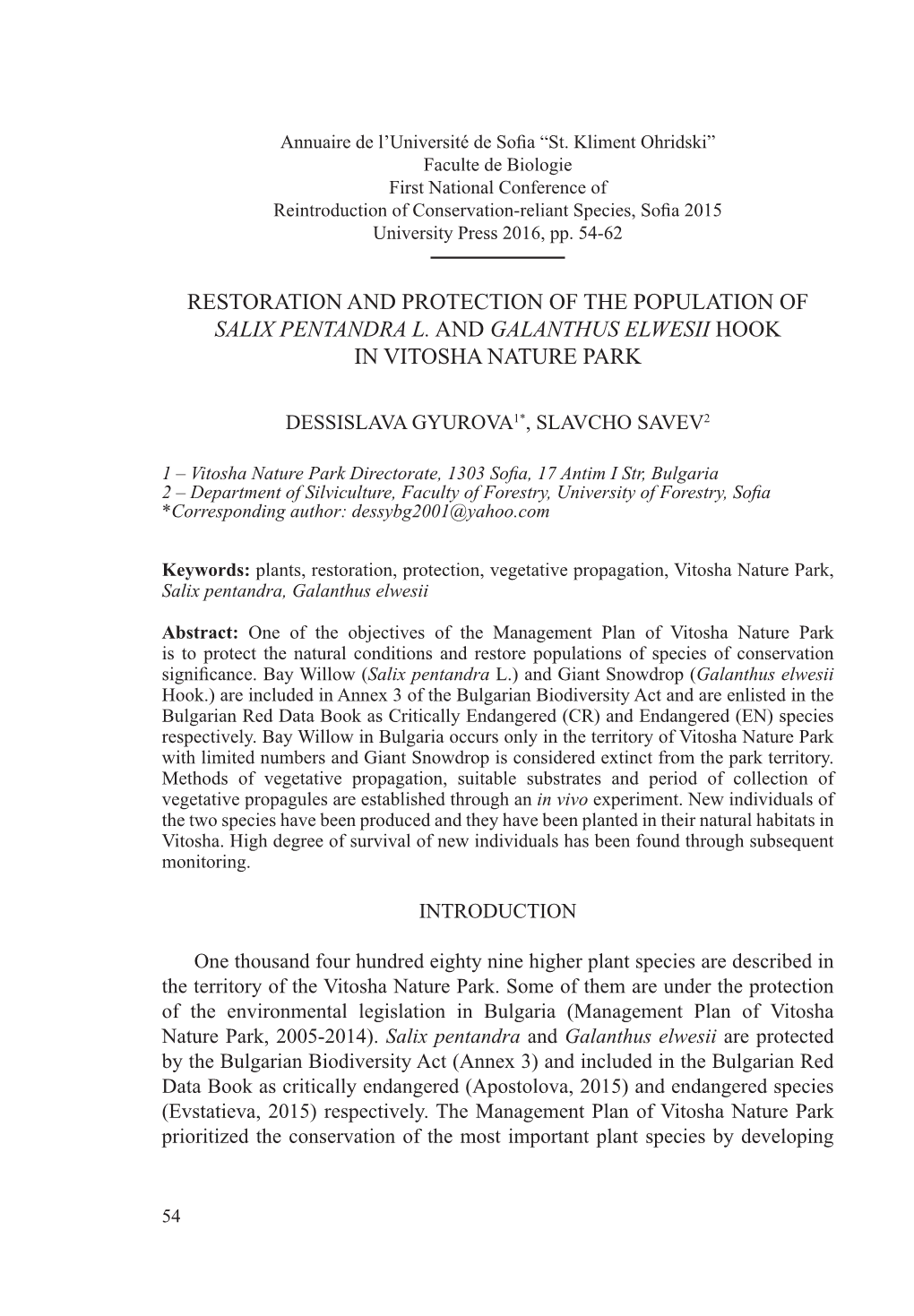 Restoration and Protection of the Population of Salix Pentandra L