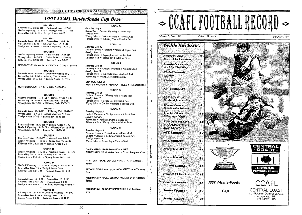 &lt;&gt; CCAFL FOOTBALL RECORD &lt;&gt;