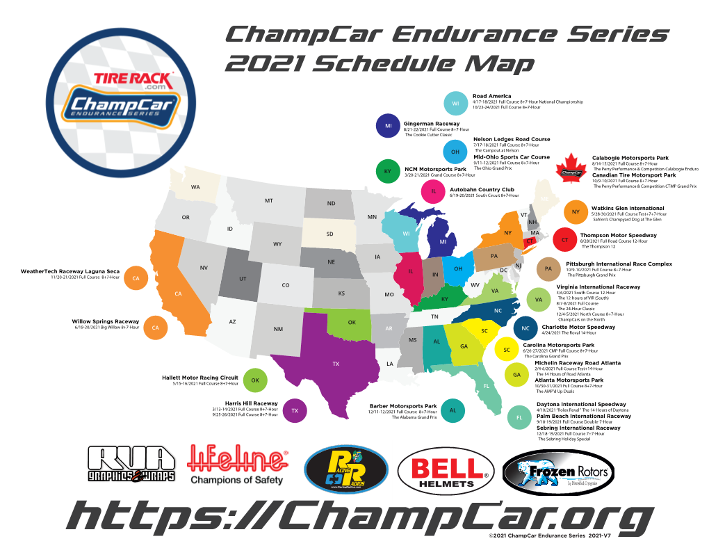 Champcar Endurance Series 2021 Schedule Map