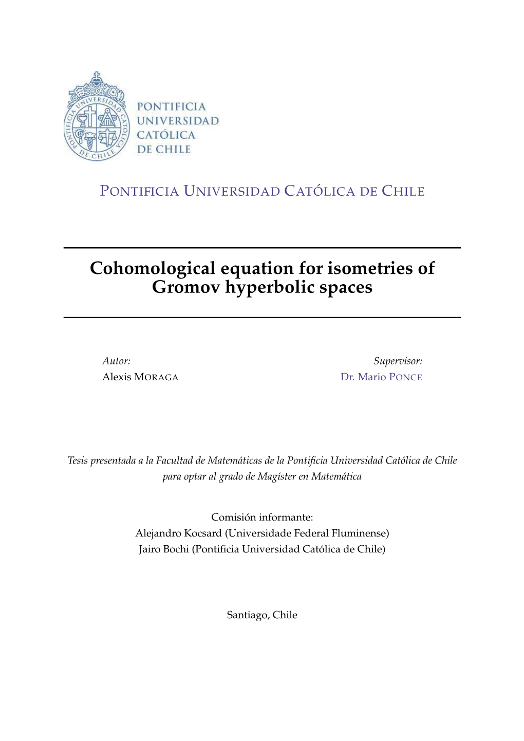 Cohomological Equation for Isometries of Gromov Hyperbolic Spaces