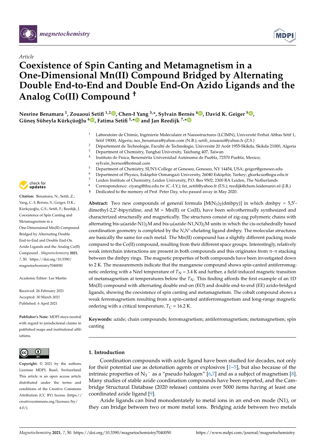 Coexistence of Spin Canting and Metamagnetism in a One-Dimensional Mn(II)