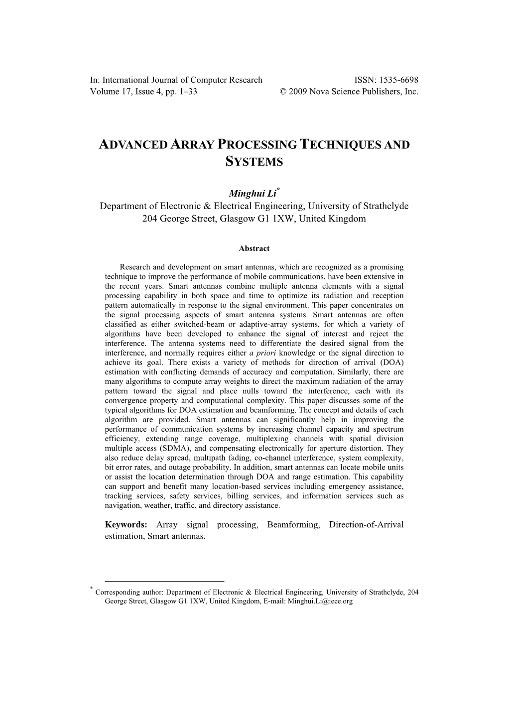 Advanced Array Processing Techniques and Systems