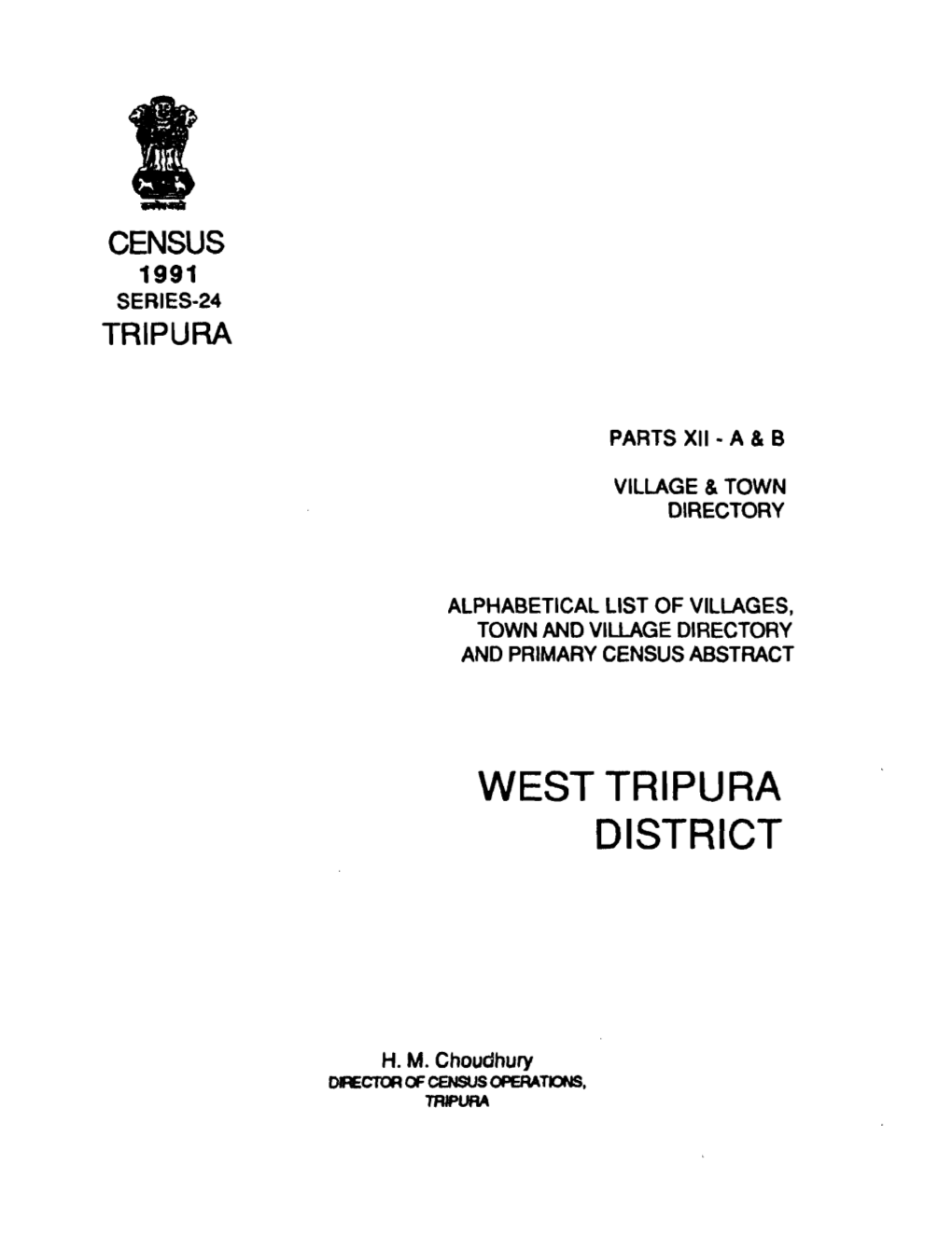 Village and Townwise Primary Census Abstract, Dhalai , Part a & B