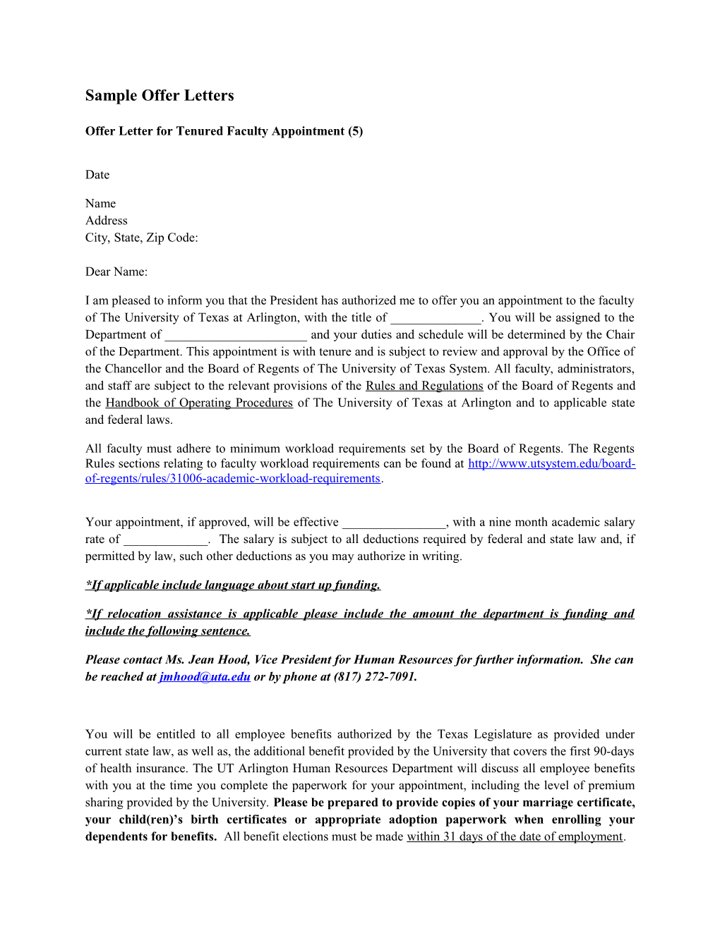 Offer Letter for Tenured Faculty Appointment (5)