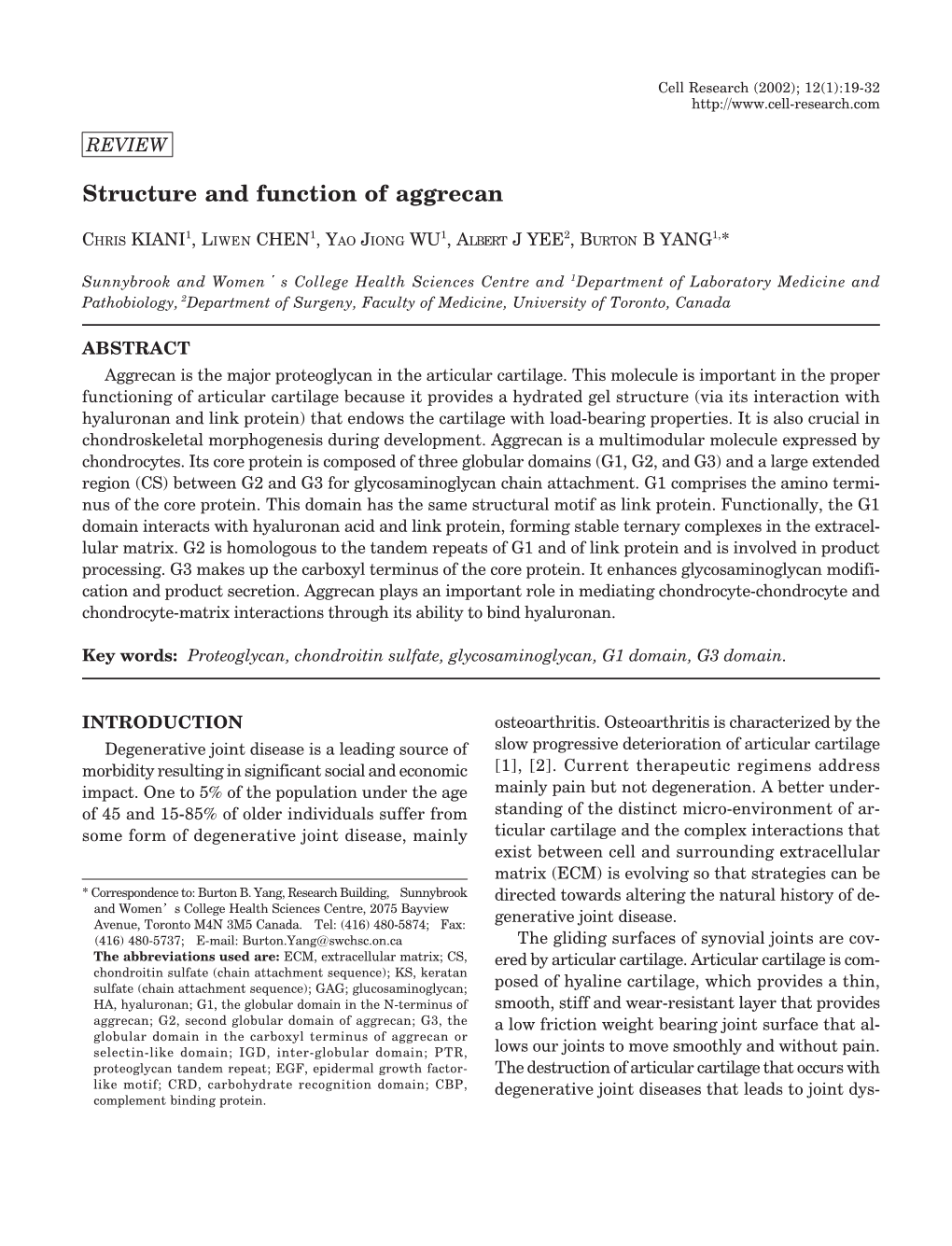 Structure and Function of Aggrecan