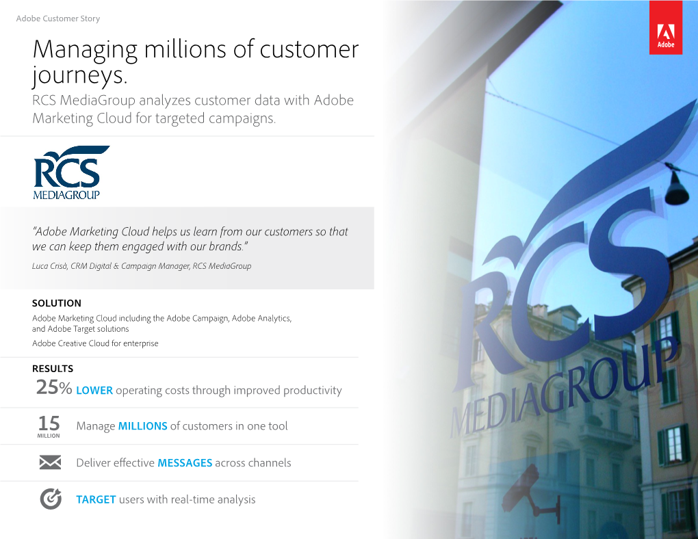 RCS Mediagroup Analyzes Customer Data with Adobe Marketing Cloud for Targeted Campaigns