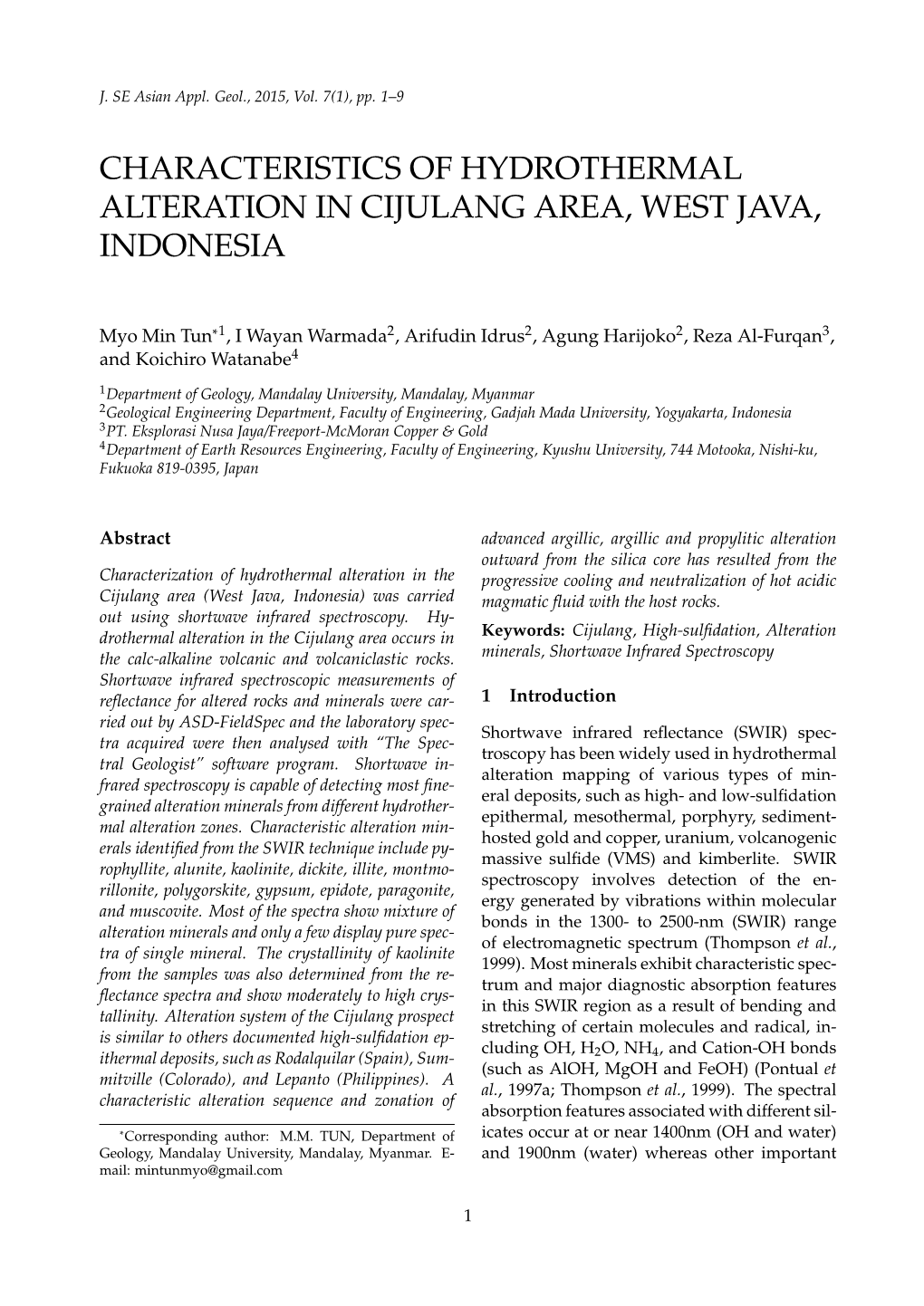 Characteristics of Hydrothermal Alteration in Cijulang Area, West Java, Indonesia