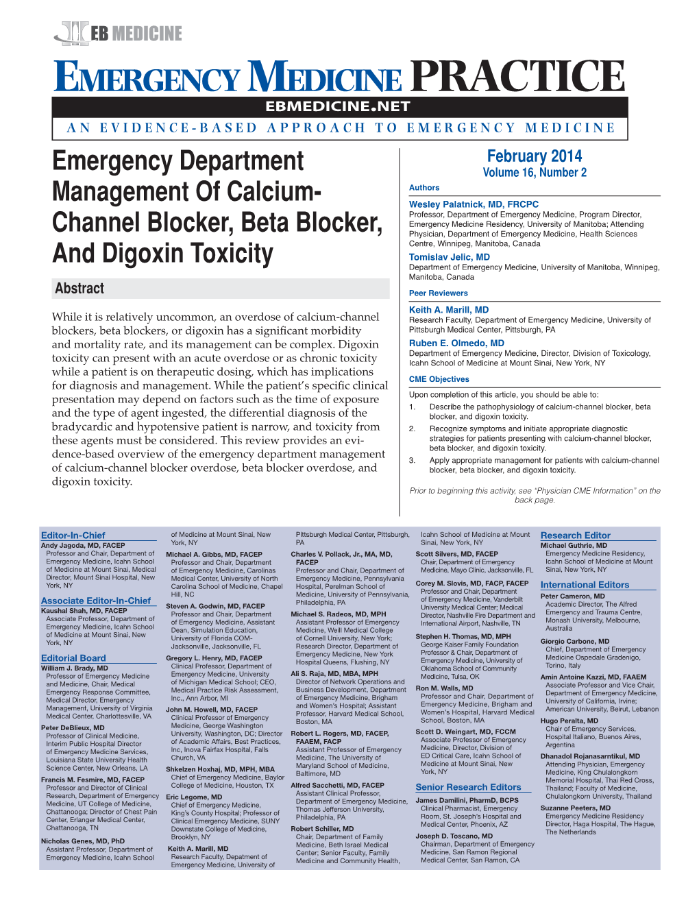 Channel Blocker, Beta Blocker, and Digoxin Toxicity