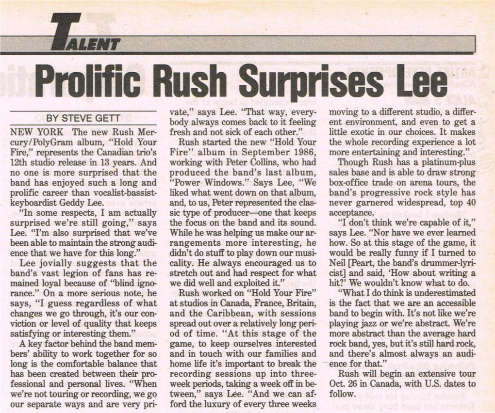 Prolific Rush Surprises Lee