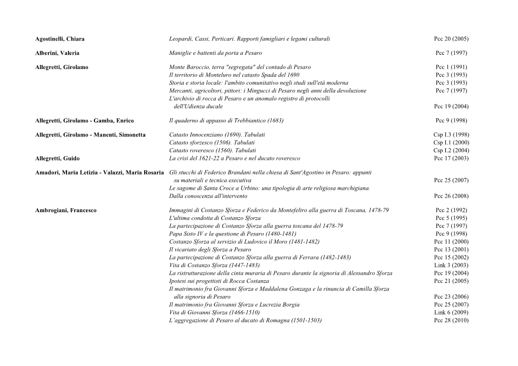 Agostinelli, Chiara Leopardi, Cassi, Perticari. Rapporti Famigliari E Legami Culturali Pcc 20 (2005)