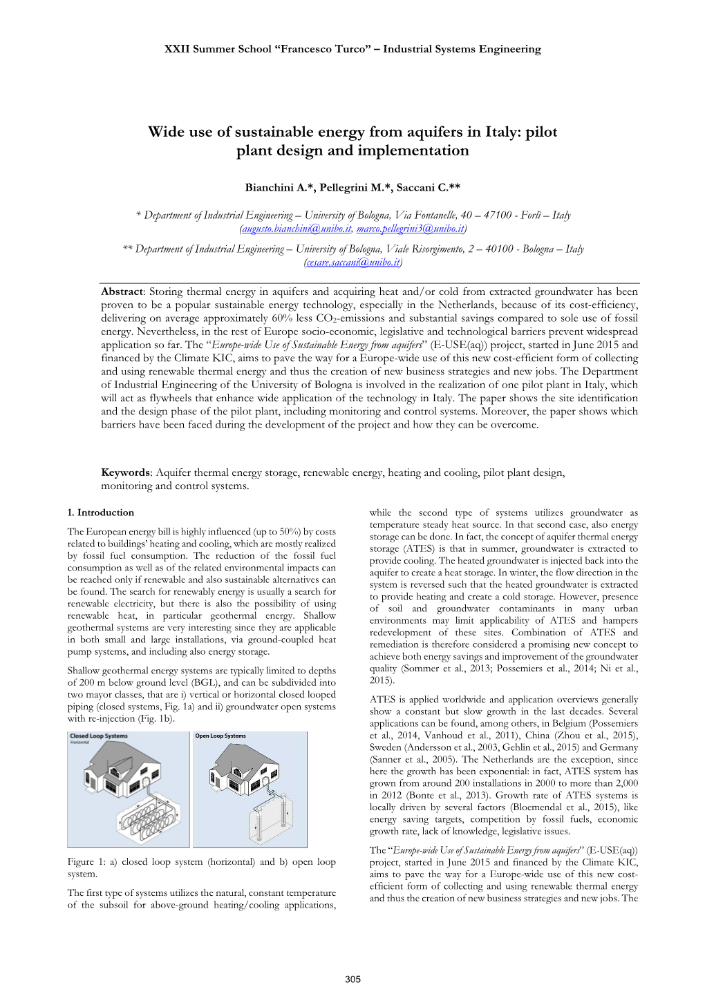 Wide Use of Sustainable Energy from Aquifers in Italy: Pilot Plant Design and Implementation