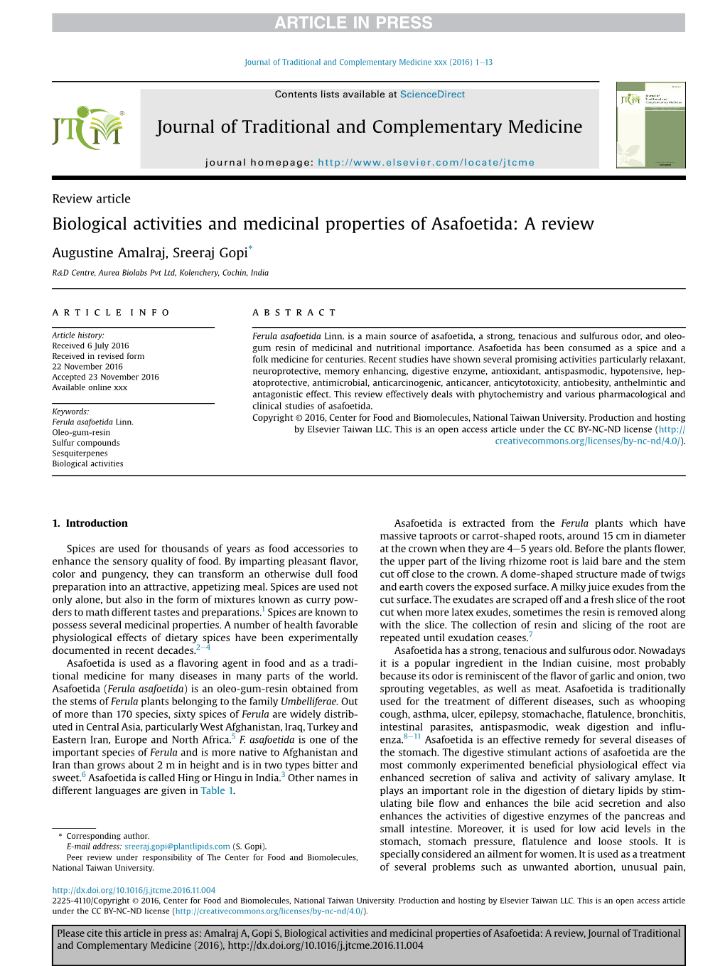 Biological Activities and Medicinal Properties of Asafoetida: a Review