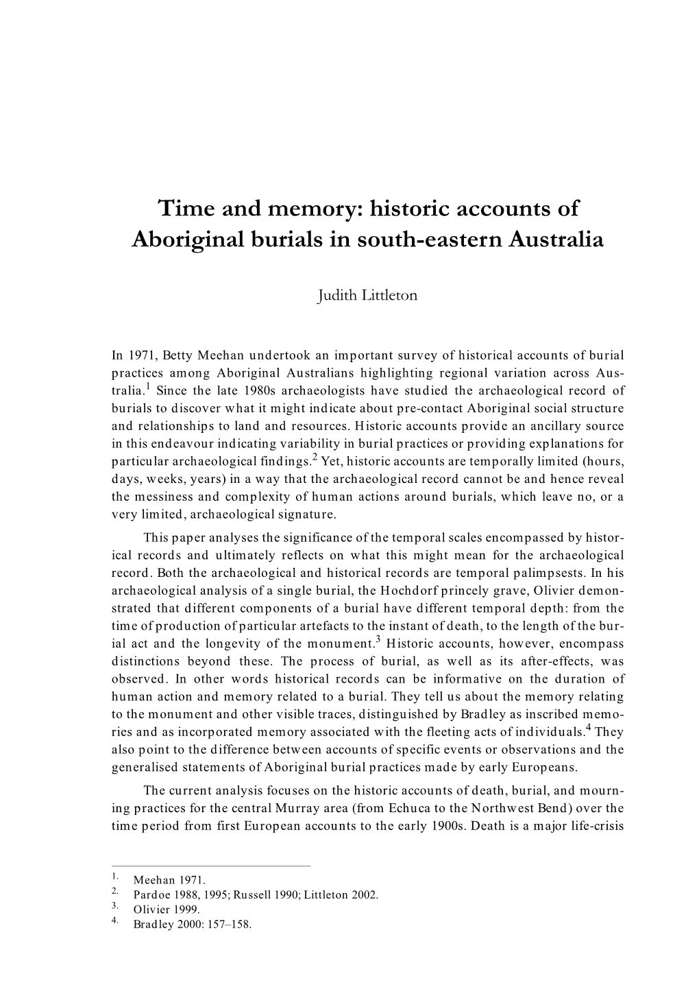 Historic Accounts of Aboriginal Burials in South-Eastern Australia