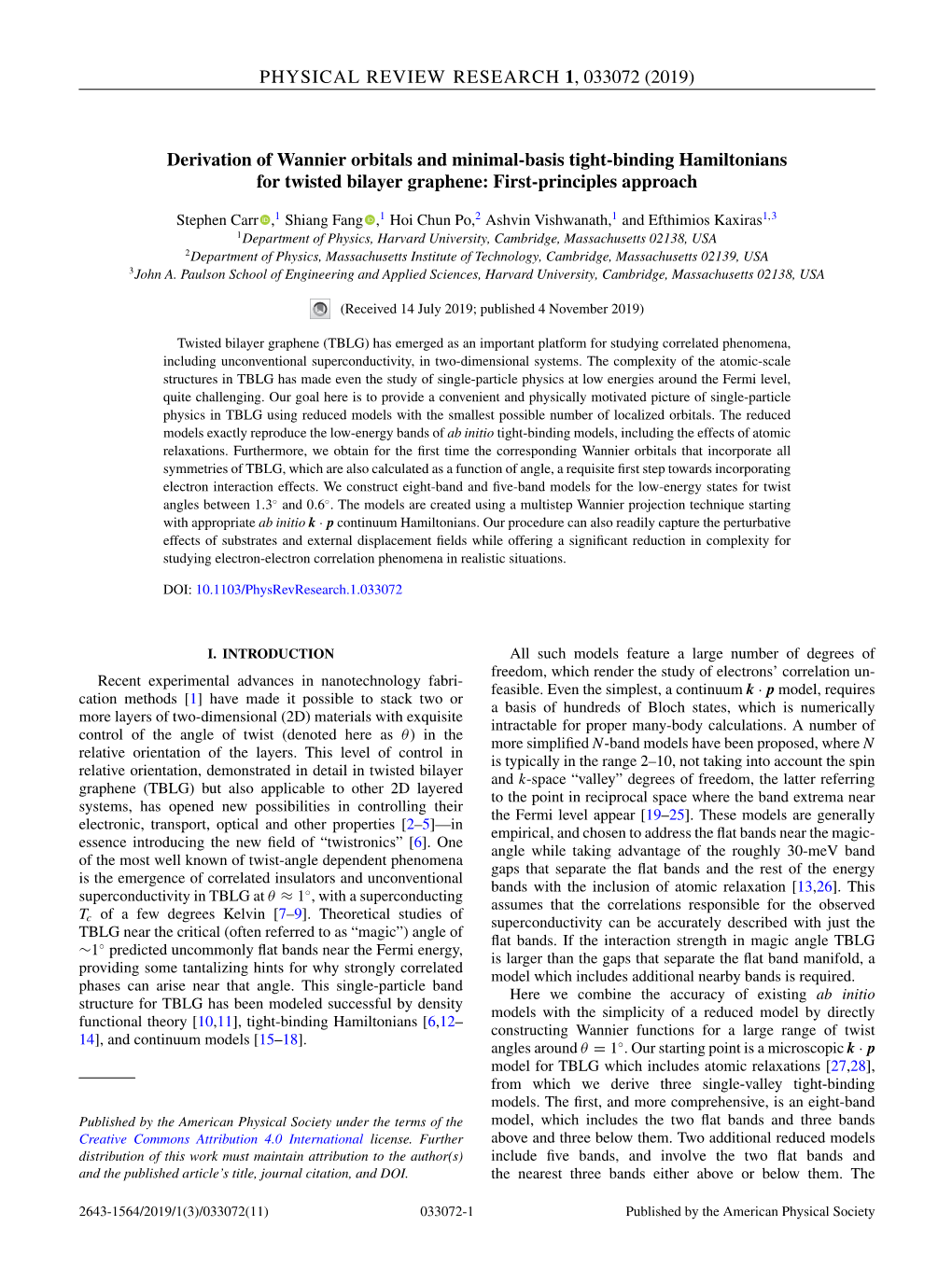 (2019) Derivation of Wannier Orbitals and Minimal-Basis Tight-Binding