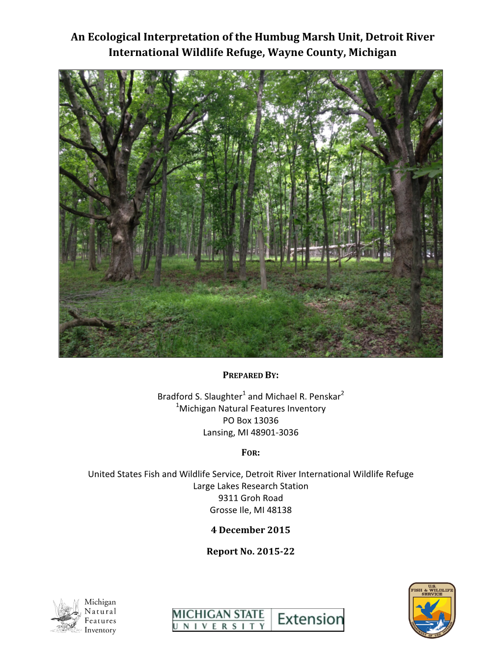 An Ecological Interpretation of the Humbug Marsh Unit, Detroit River International Wildlife Refuge, Wayne County, Michigan