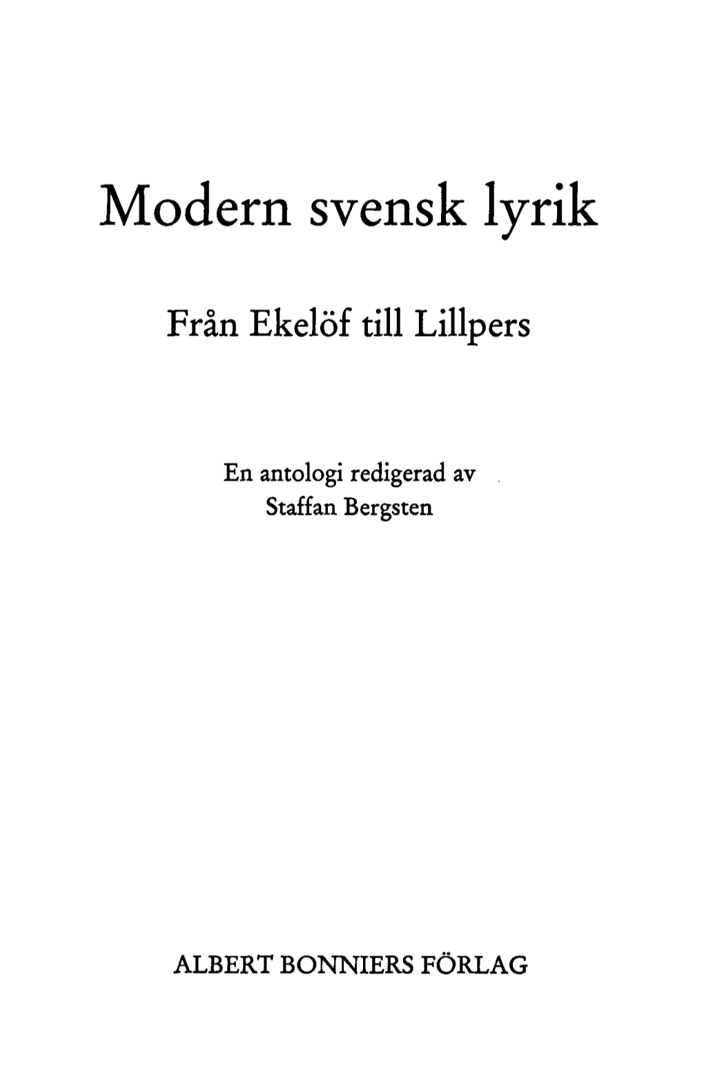 Modern Svensk Lyrik