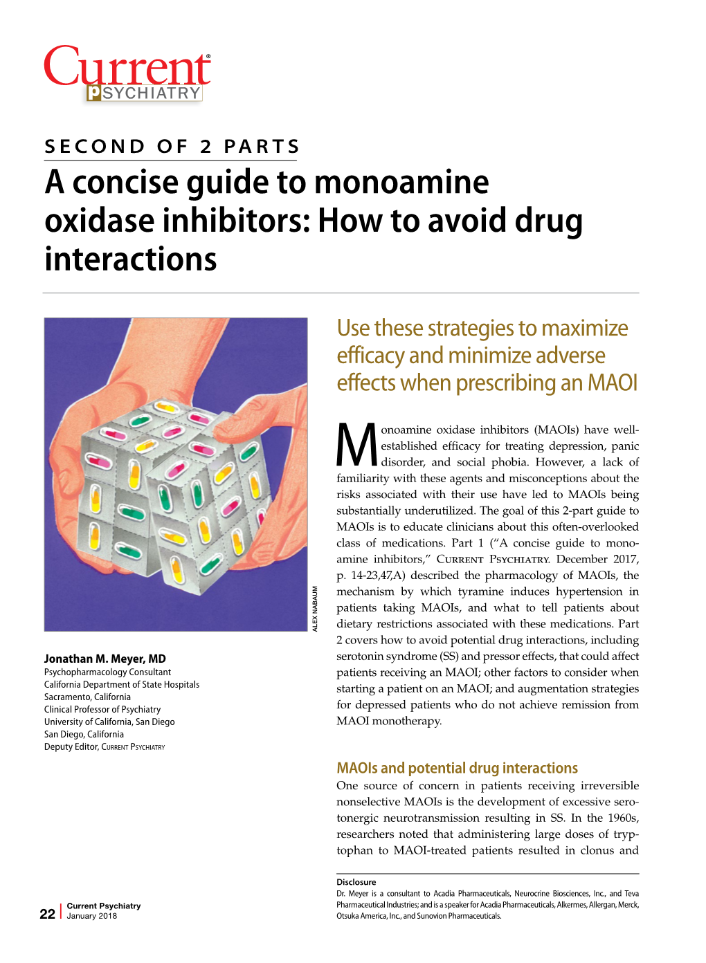 A Concise Guide to Monoamine Oxidase Inhibitors: How to Avoid Drug Interactions