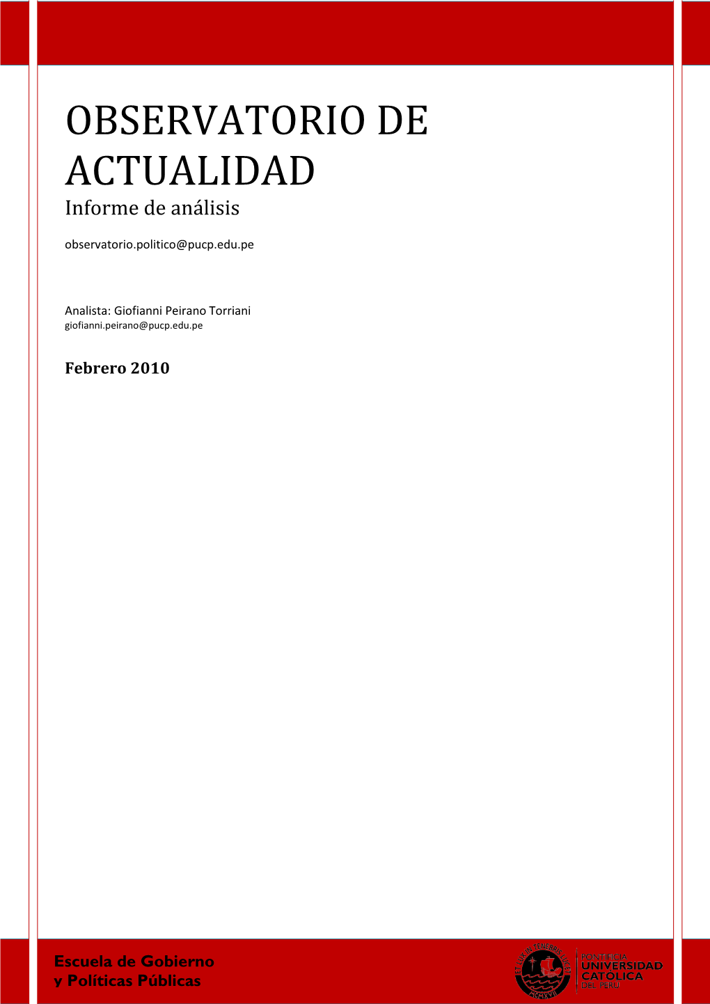 OBSERVATORIO DE ACTUALIDAD Informe De Análisis
