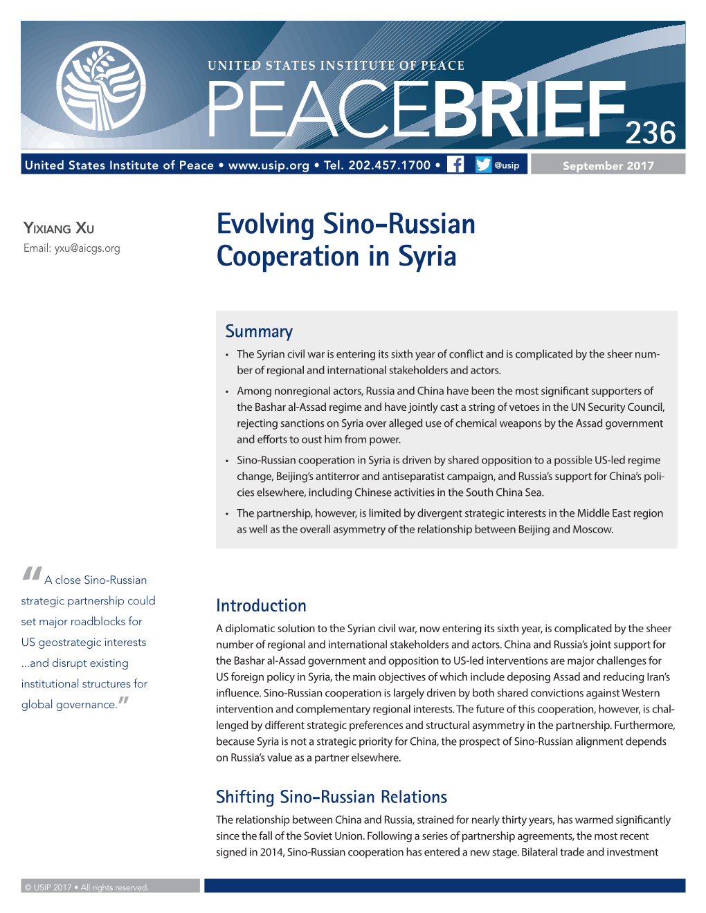 Evolving Sino-Russian Cooperation in Syria