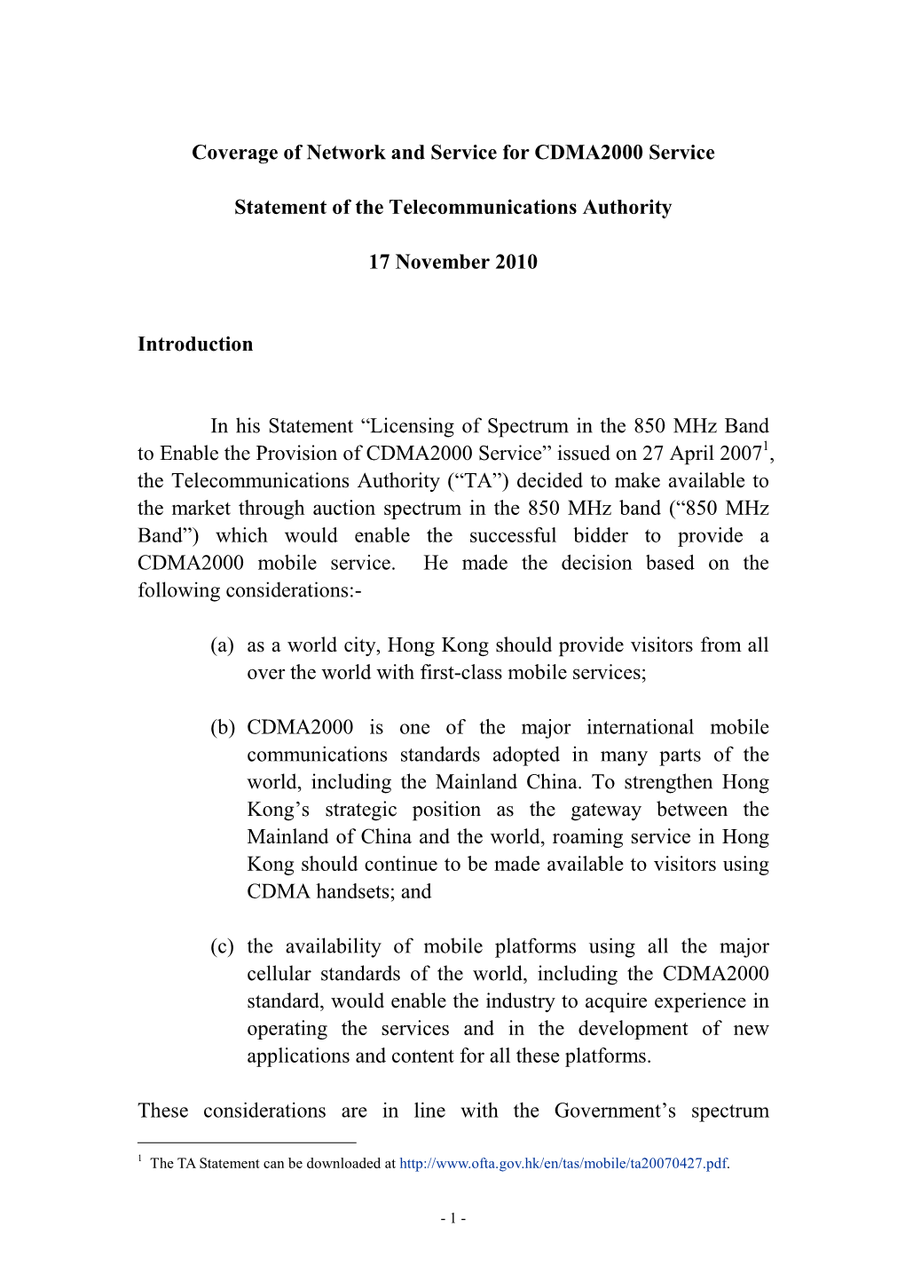 Coverage of Network and Service for CDMA2000 Service