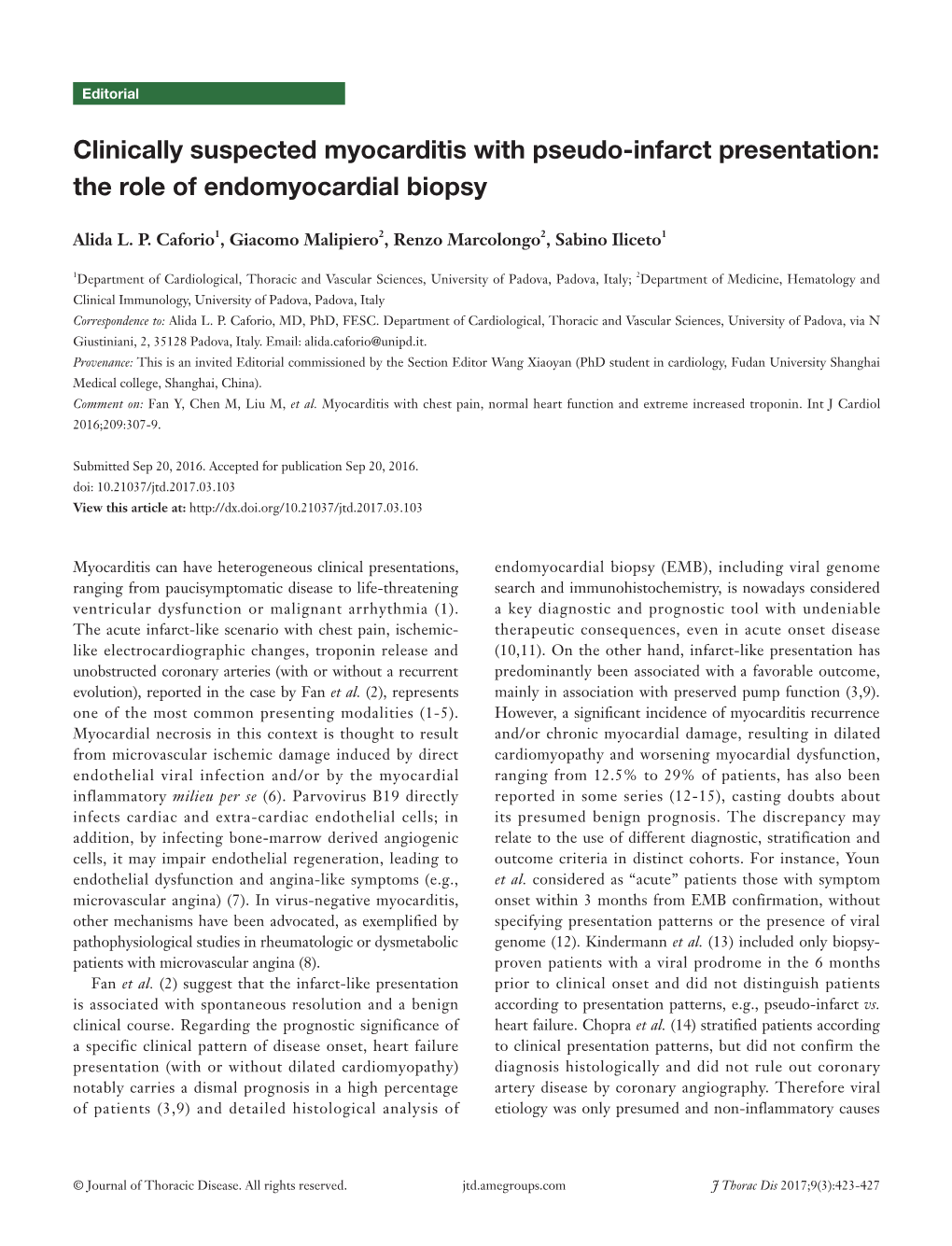 Clinically Suspected Myocarditis with Pseudo-Infarct Presentation: the Role of Endomyocardial Biopsy