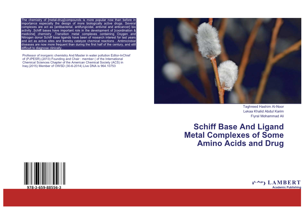 Schiff Base and Ligand Metal Complexes of Some Amino Acids and Drug