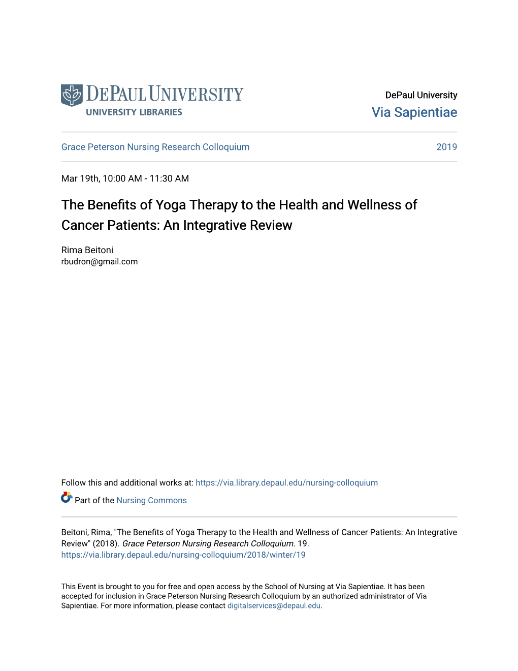 The Benefits of Yoga Therapy to the Health and Wellness of Cancer Patients: an Integrative