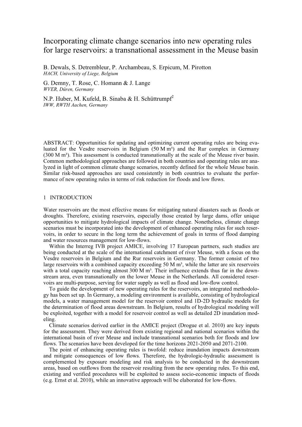 Incorporating Climate Change Scenarios Into New Operating Rules for Large Reservoirs: a Transnational Assessment in the Meuse Basin