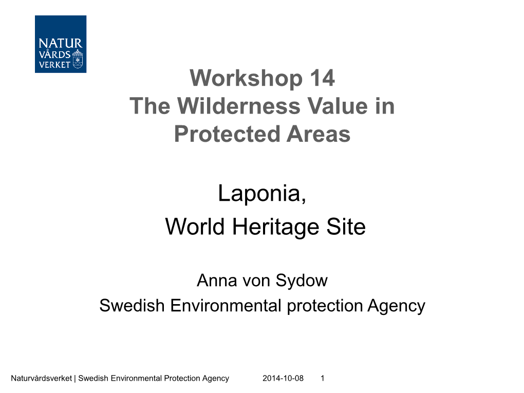 Pdf2014 WK 14 the Wilderness Value in Protected Areas A. Von Sydow
